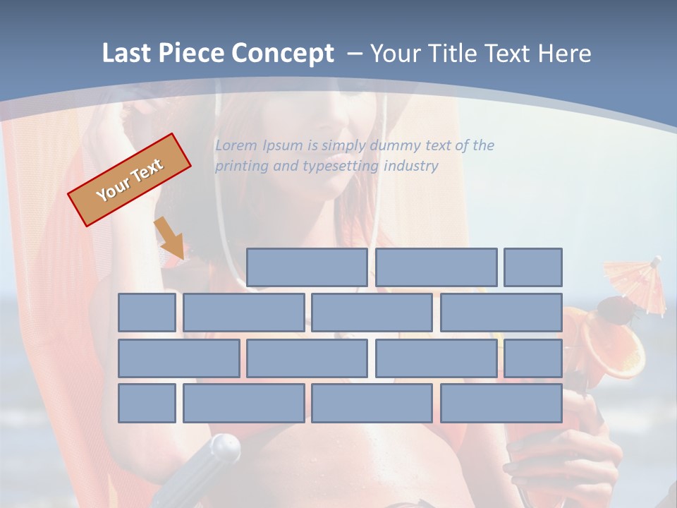 A Woman In An Orange Bikini Sitting On A Beach Chair PowerPoint Template