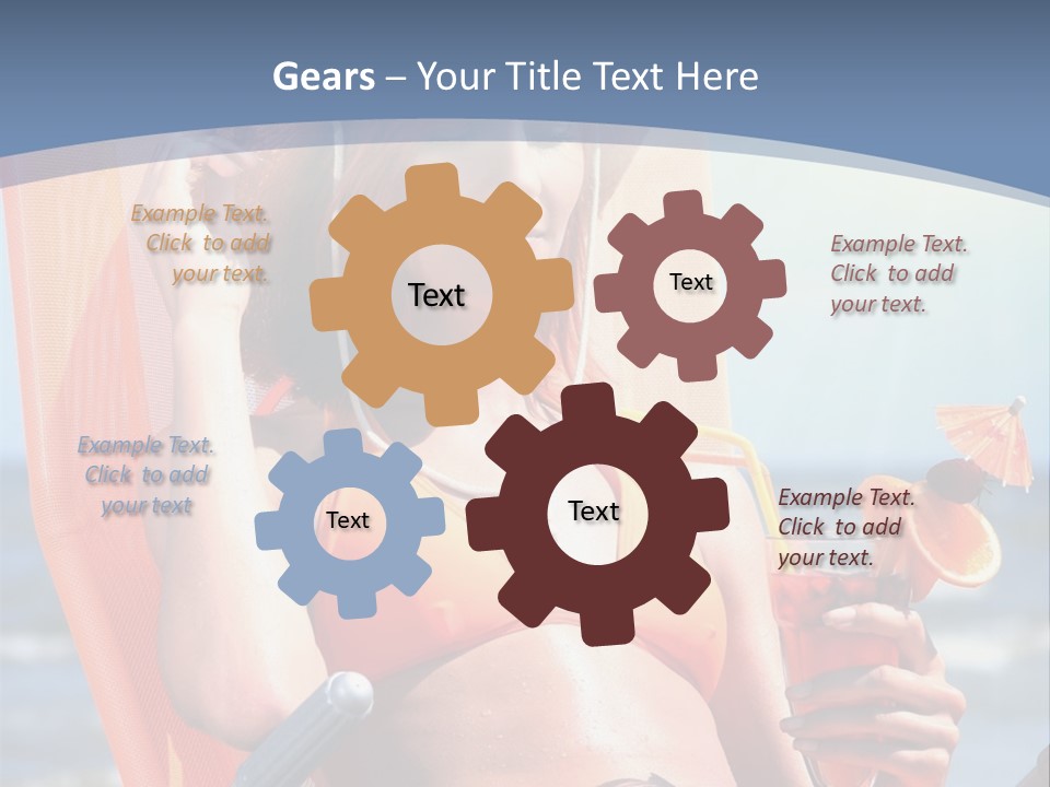 A Woman In An Orange Bikini Sitting On A Beach Chair PowerPoint Template