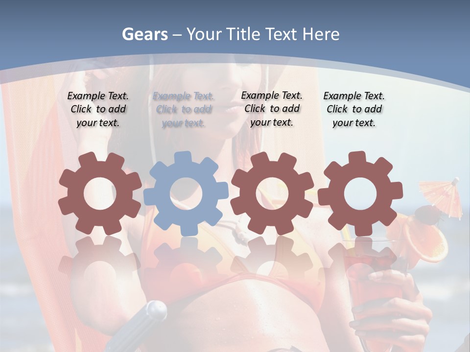 A Woman In An Orange Bikini Sitting On A Beach Chair PowerPoint Template