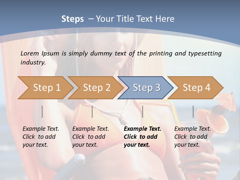 A Woman In An Orange Bikini Sitting On A Beach Chair PowerPoint Template