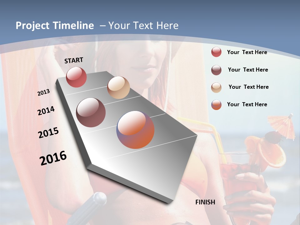 A Woman In An Orange Bikini Sitting On A Beach Chair PowerPoint Template