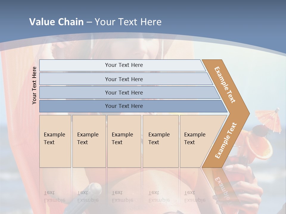 A Woman In An Orange Bikini Sitting On A Beach Chair PowerPoint Template