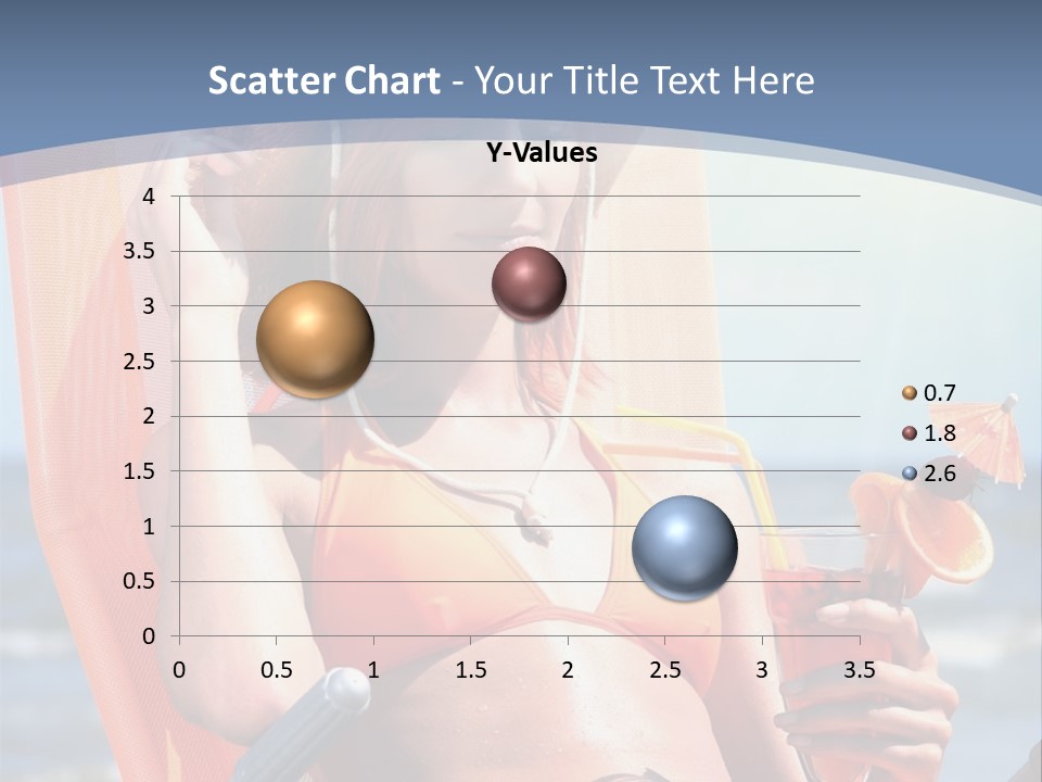 A Woman In An Orange Bikini Sitting On A Beach Chair PowerPoint Template