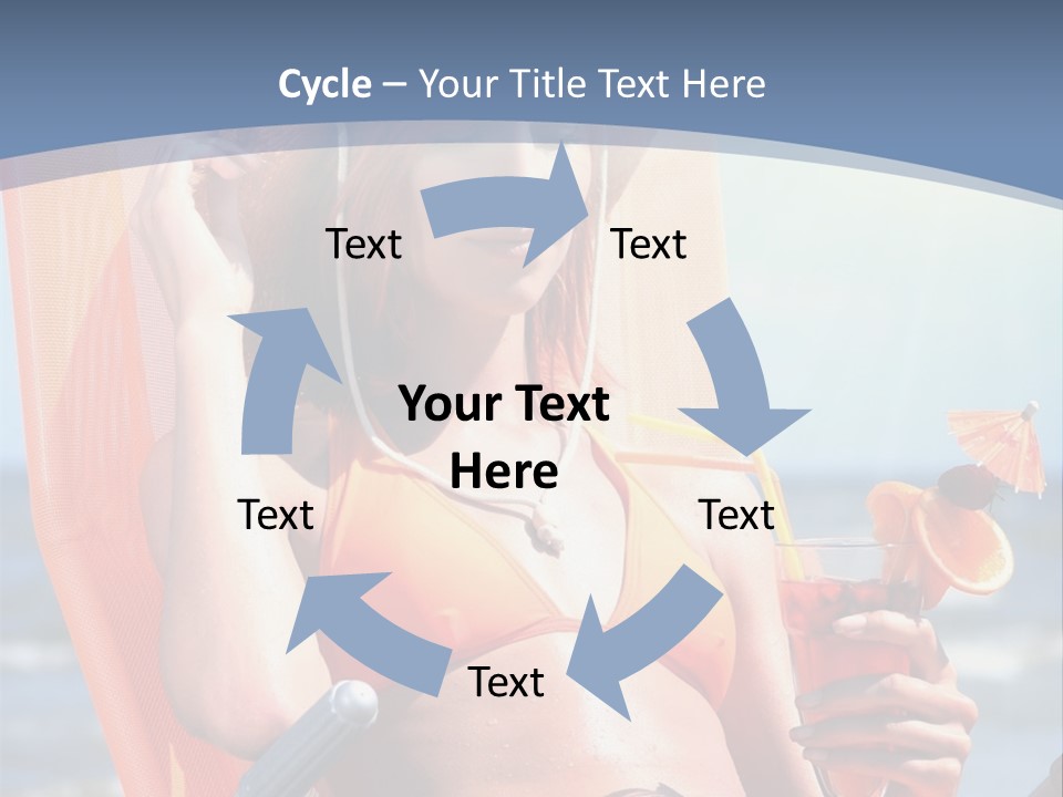 A Woman In An Orange Bikini Sitting On A Beach Chair PowerPoint Template