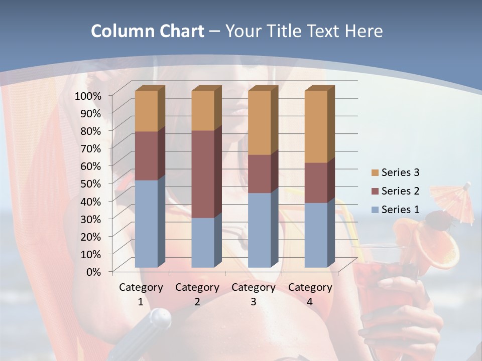 A Woman In An Orange Bikini Sitting On A Beach Chair PowerPoint Template