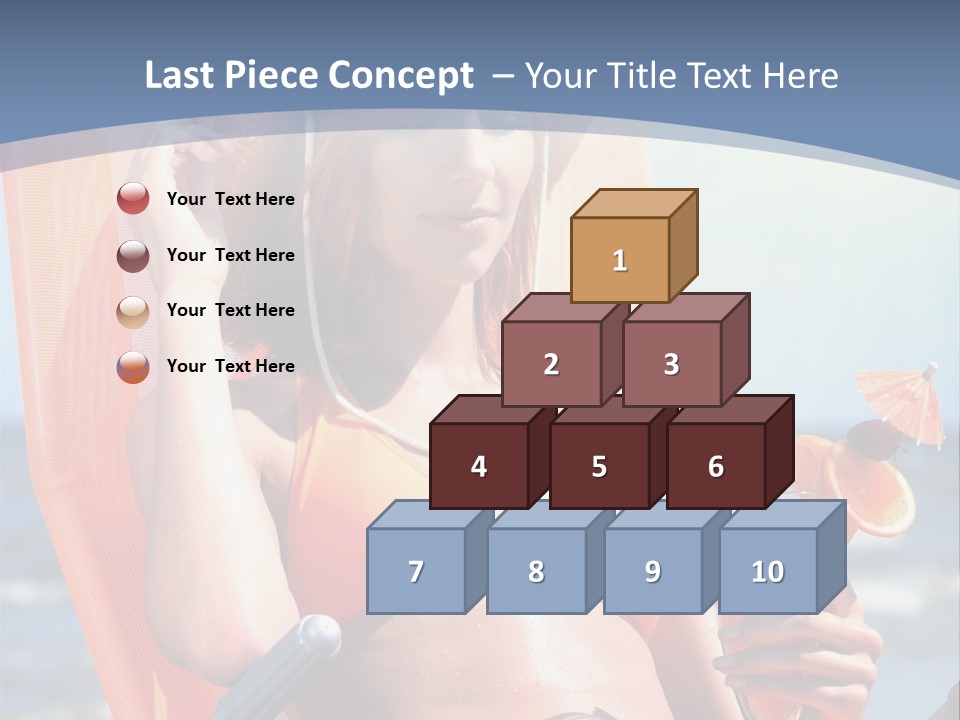 A Woman In An Orange Bikini Sitting On A Beach Chair PowerPoint Template