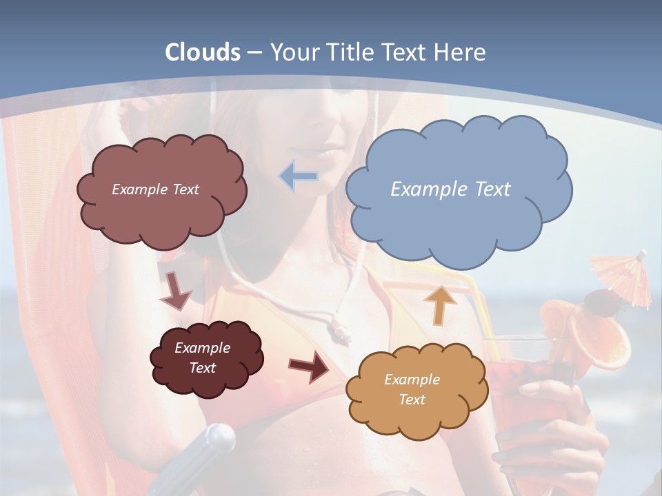 A Woman In An Orange Bikini Sitting On A Beach Chair PowerPoint Template