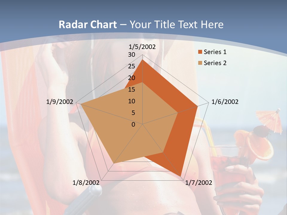 A Woman In An Orange Bikini Sitting On A Beach Chair PowerPoint Template