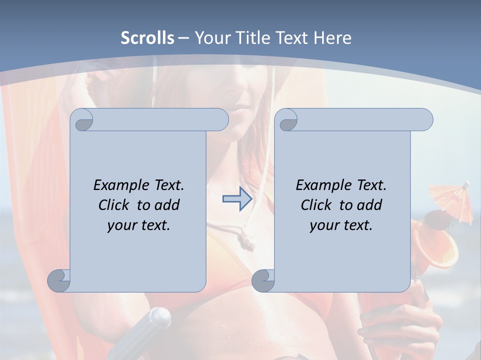 A Woman In An Orange Bikini Sitting On A Beach Chair PowerPoint Template