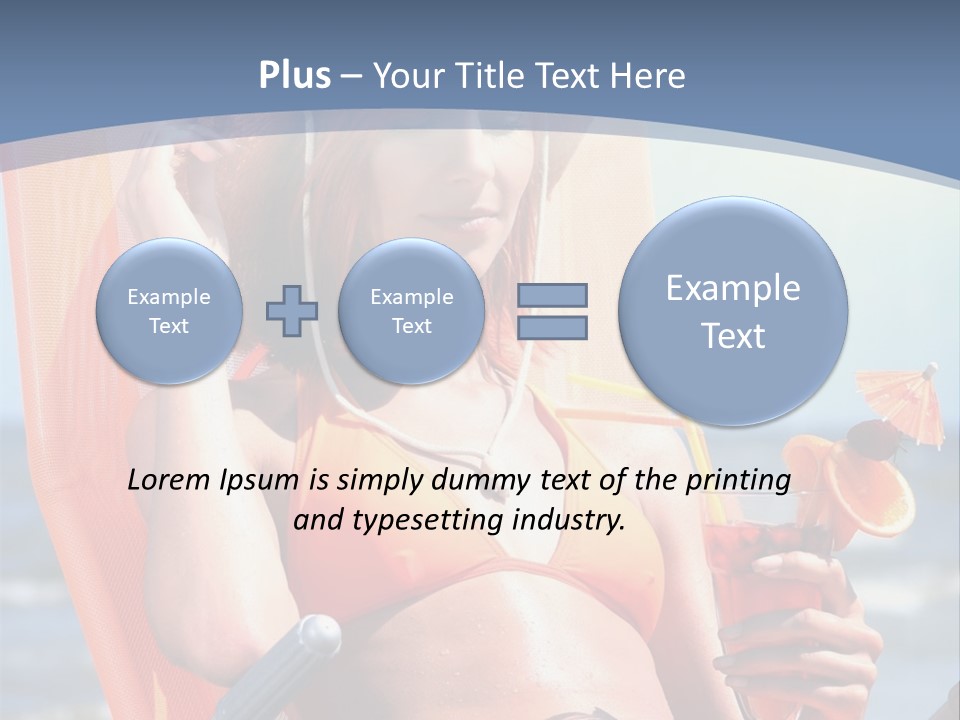 A Woman In An Orange Bikini Sitting On A Beach Chair PowerPoint Template