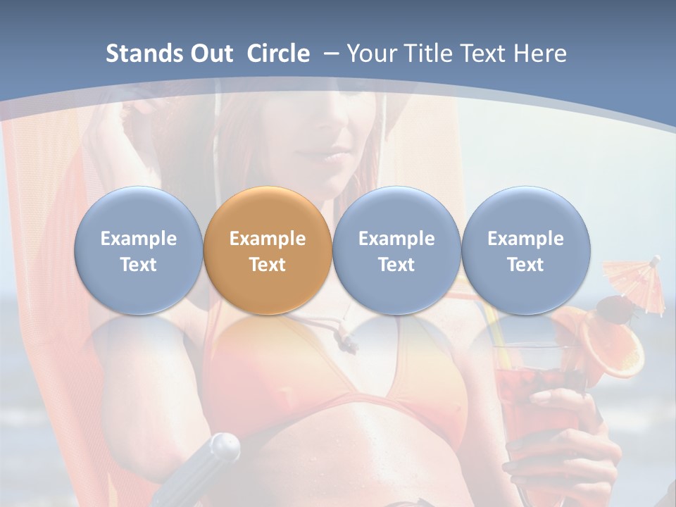 A Woman In An Orange Bikini Sitting On A Beach Chair PowerPoint Template