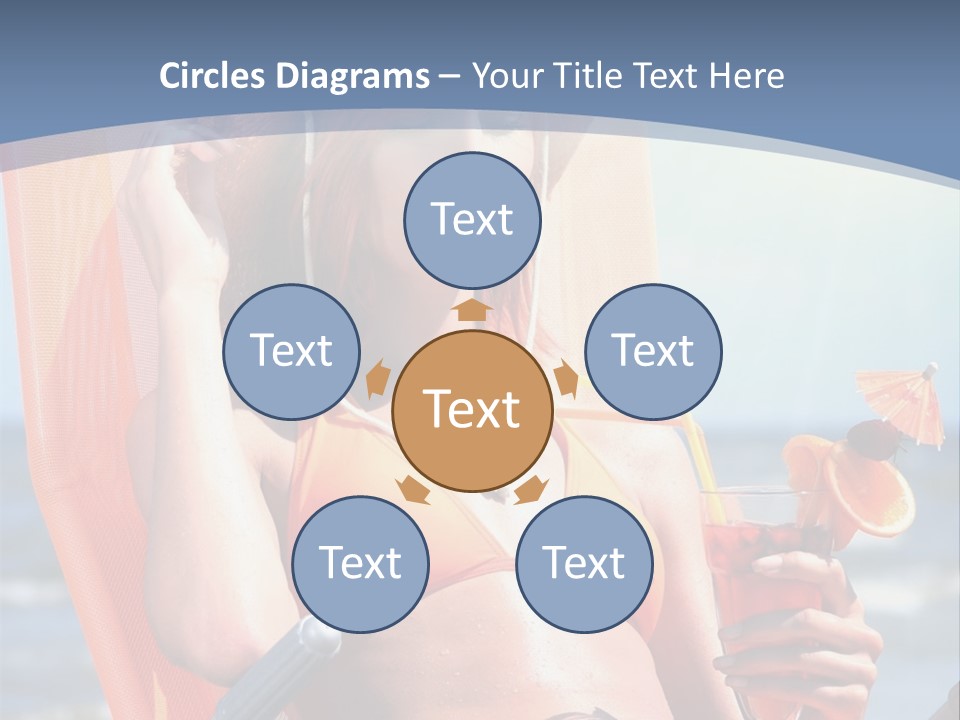 A Woman In An Orange Bikini Sitting On A Beach Chair PowerPoint Template