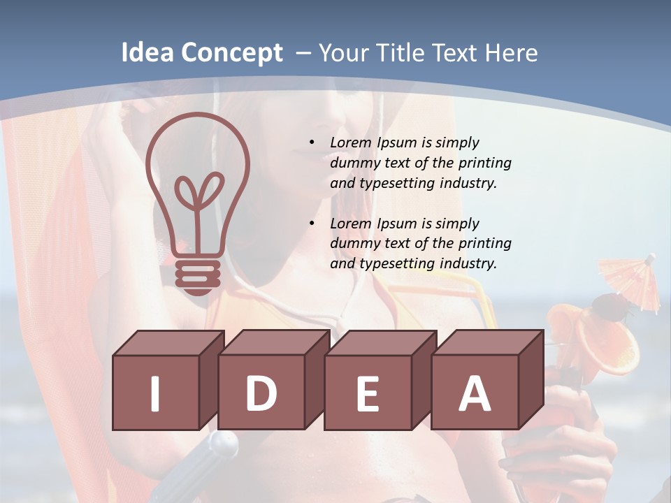 A Woman In An Orange Bikini Sitting On A Beach Chair PowerPoint Template