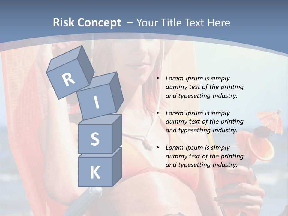 A Woman In An Orange Bikini Sitting On A Beach Chair PowerPoint Template