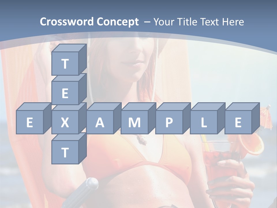 A Woman In An Orange Bikini Sitting On A Beach Chair PowerPoint Template