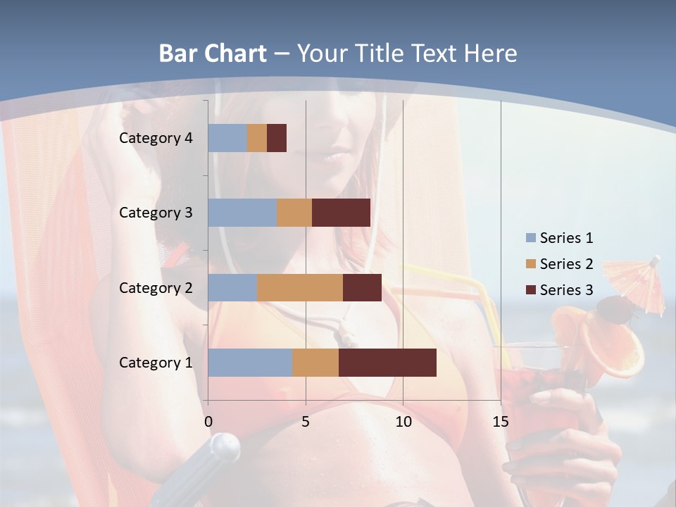 A Woman In An Orange Bikini Sitting On A Beach Chair PowerPoint Template
