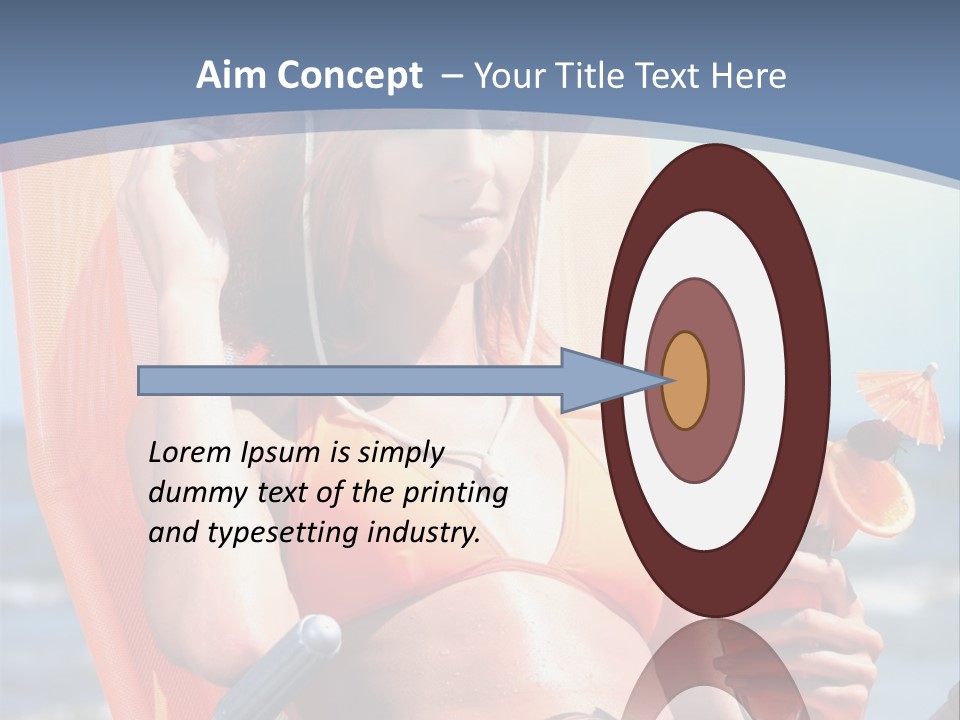 A Woman In An Orange Bikini Sitting On A Beach Chair PowerPoint Template