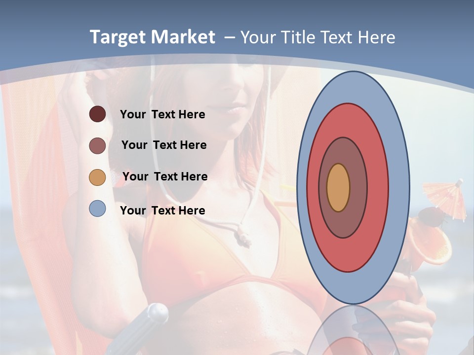 A Woman In An Orange Bikini Sitting On A Beach Chair PowerPoint Template