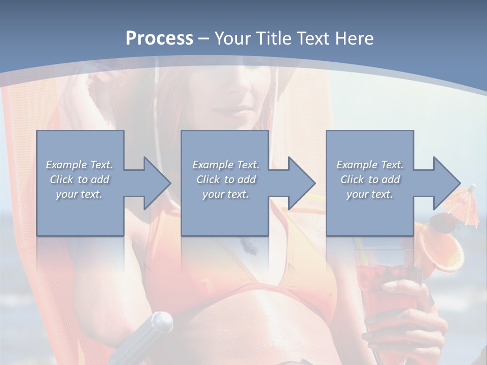 A Woman In An Orange Bikini Sitting On A Beach Chair PowerPoint Template