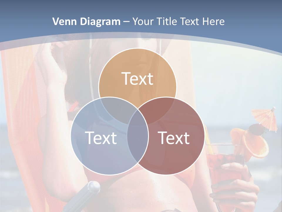 A Woman In An Orange Bikini Sitting On A Beach Chair PowerPoint Template