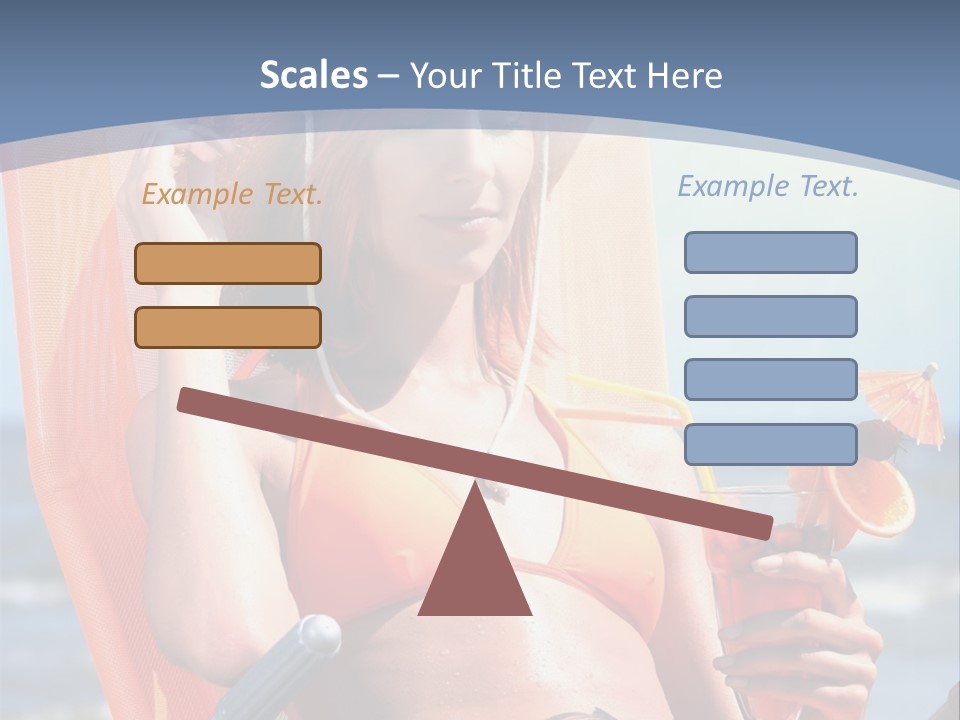 A Woman In An Orange Bikini Sitting On A Beach Chair PowerPoint Template