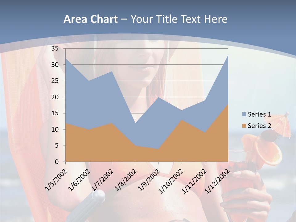 A Woman In An Orange Bikini Sitting On A Beach Chair PowerPoint Template
