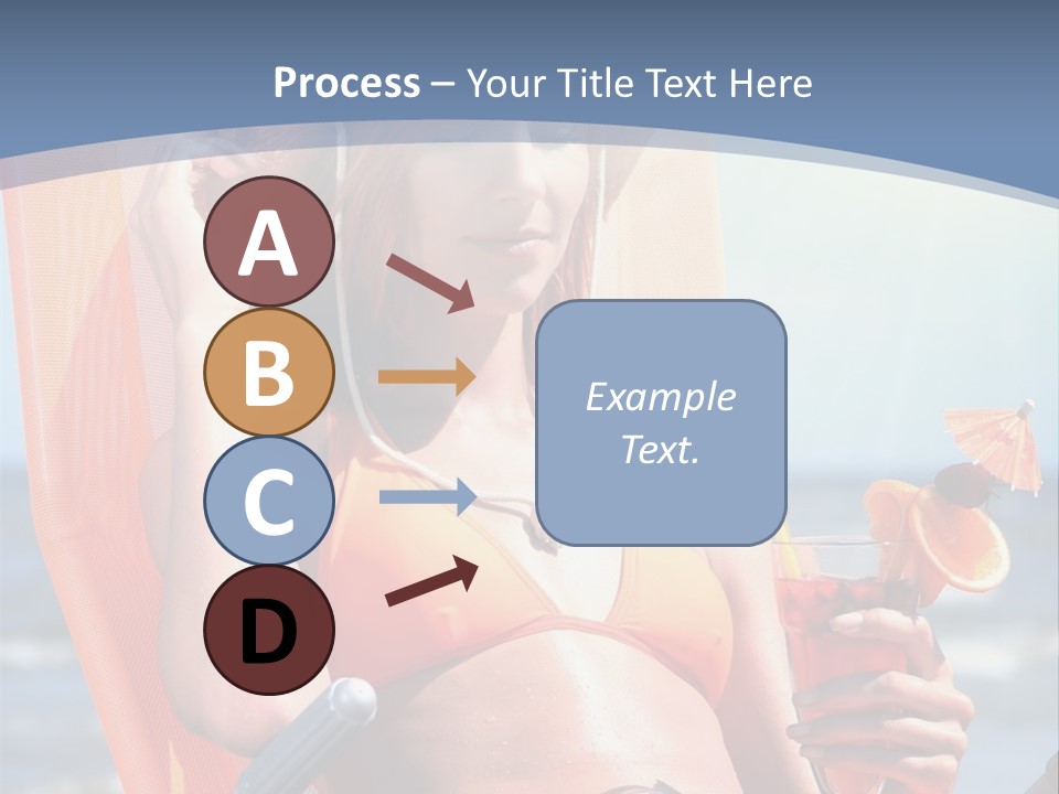 A Woman In An Orange Bikini Sitting On A Beach Chair PowerPoint Template