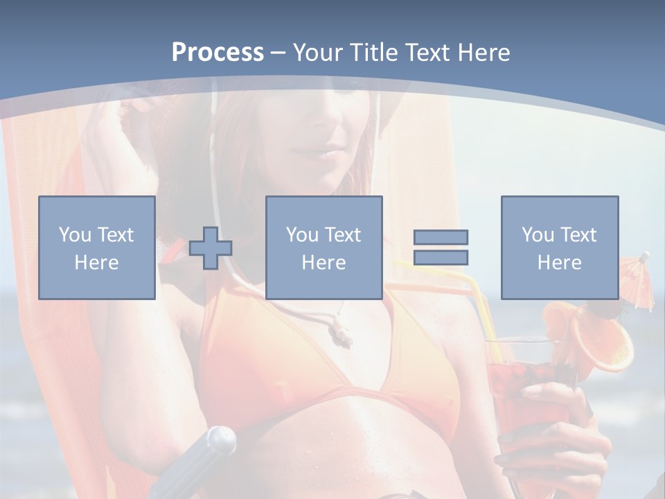 A Woman In An Orange Bikini Sitting On A Beach Chair PowerPoint Template