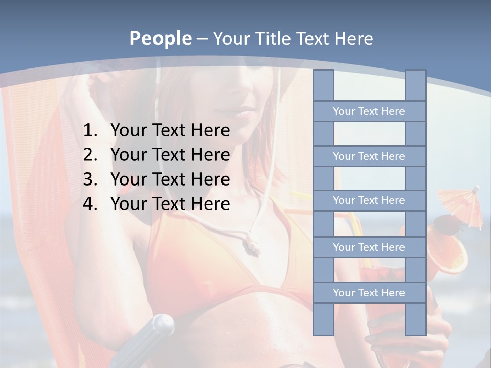 A Woman In An Orange Bikini Sitting On A Beach Chair PowerPoint Template