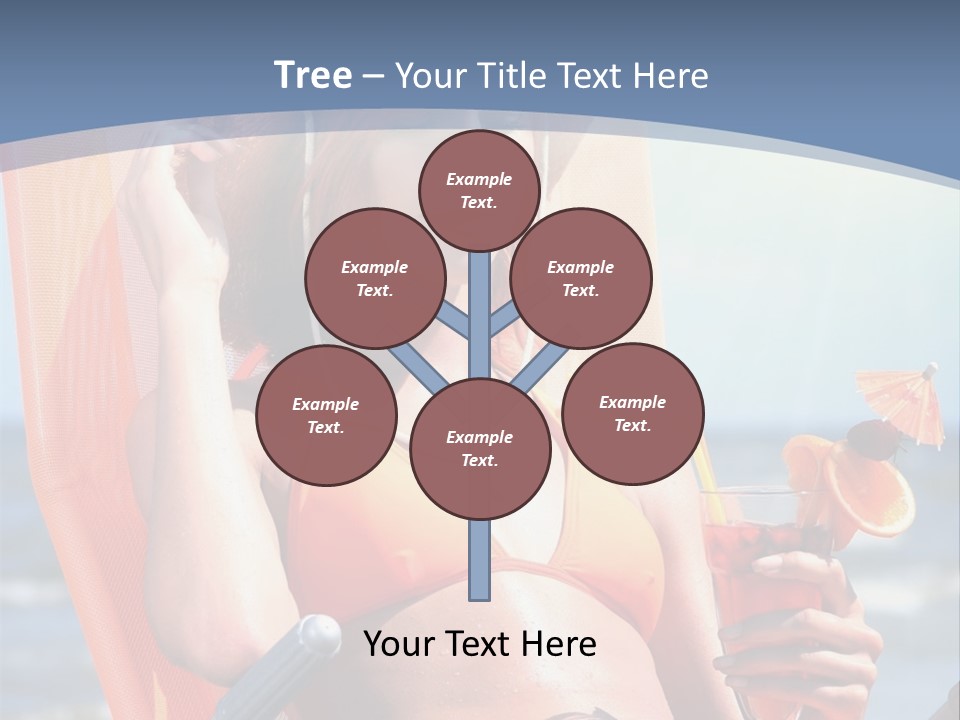 A Woman In An Orange Bikini Sitting On A Beach Chair PowerPoint Template