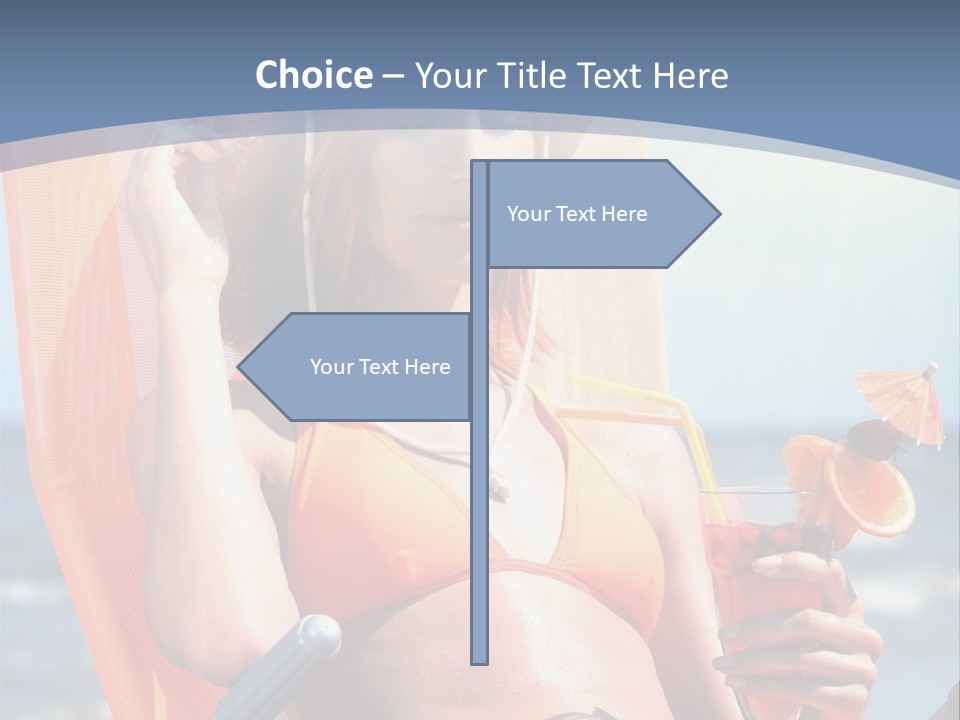 A Woman In An Orange Bikini Sitting On A Beach Chair PowerPoint Template