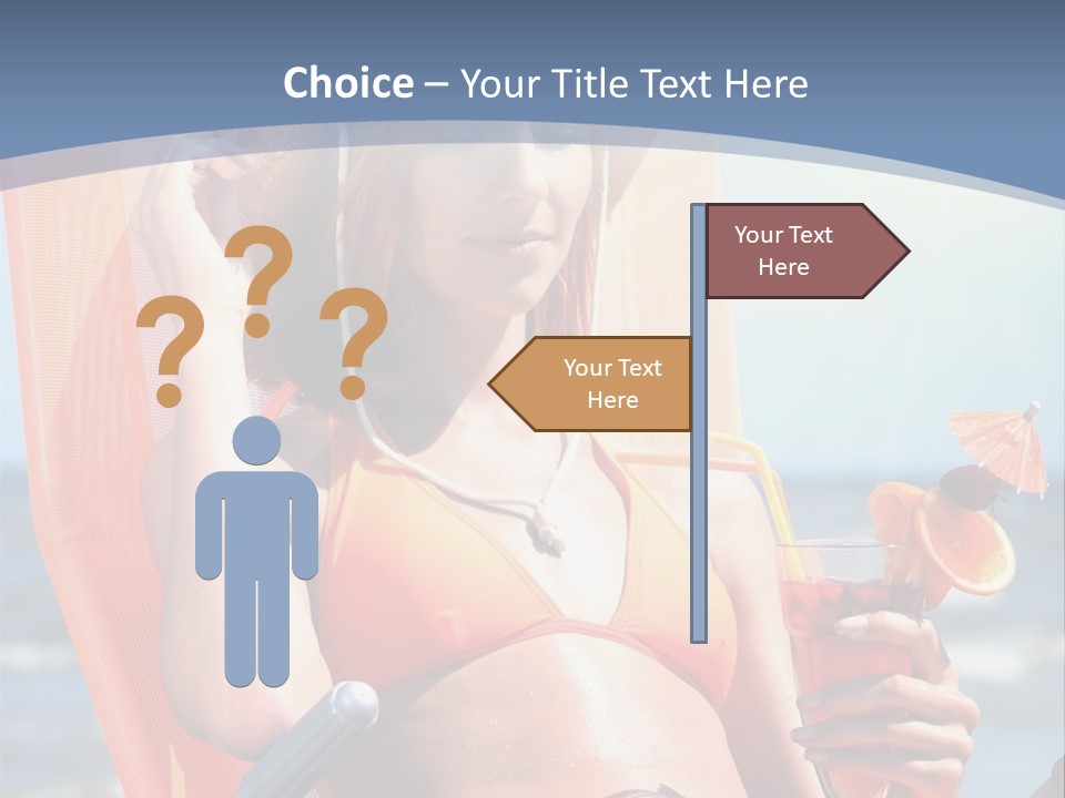 A Woman In An Orange Bikini Sitting On A Beach Chair PowerPoint Template