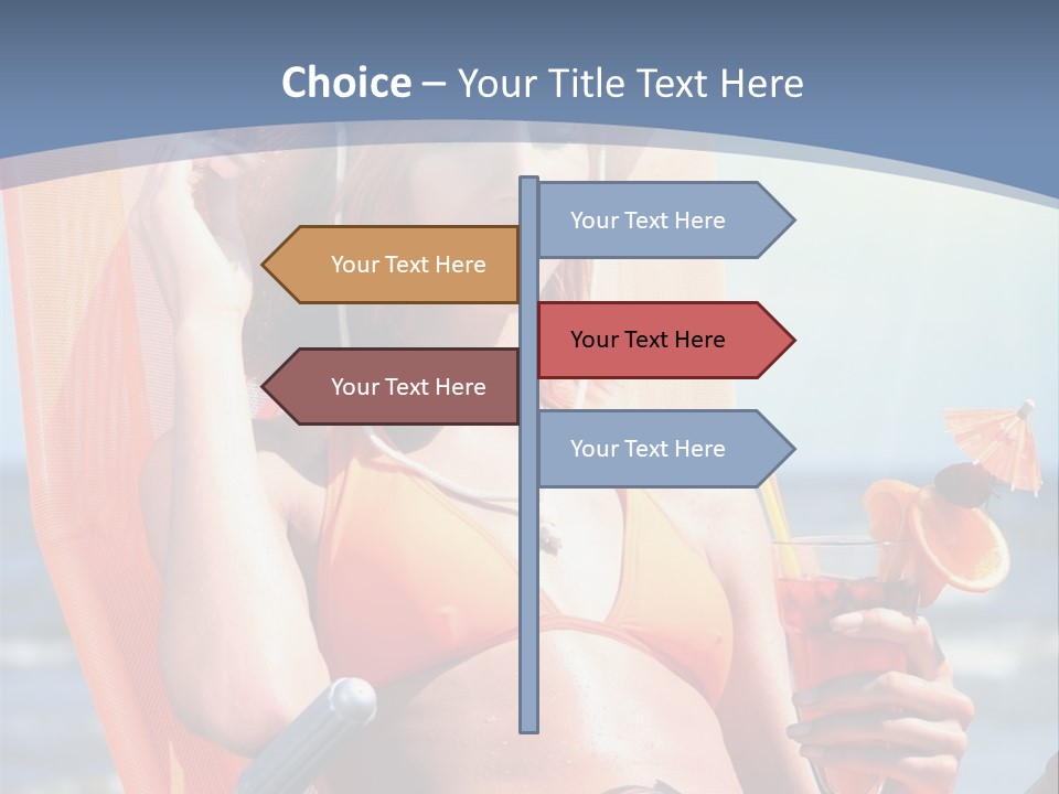 A Woman In An Orange Bikini Sitting On A Beach Chair PowerPoint Template