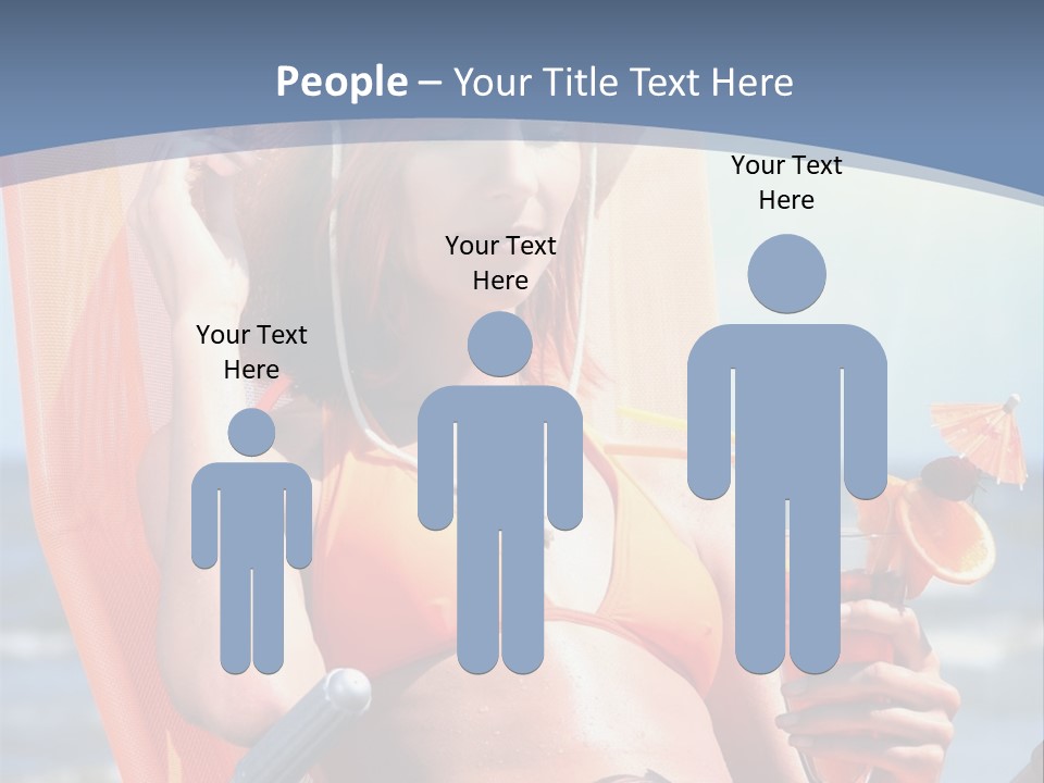 A Woman In An Orange Bikini Sitting On A Beach Chair PowerPoint Template