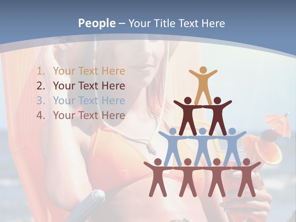 A Woman In An Orange Bikini Sitting On A Beach Chair PowerPoint Template