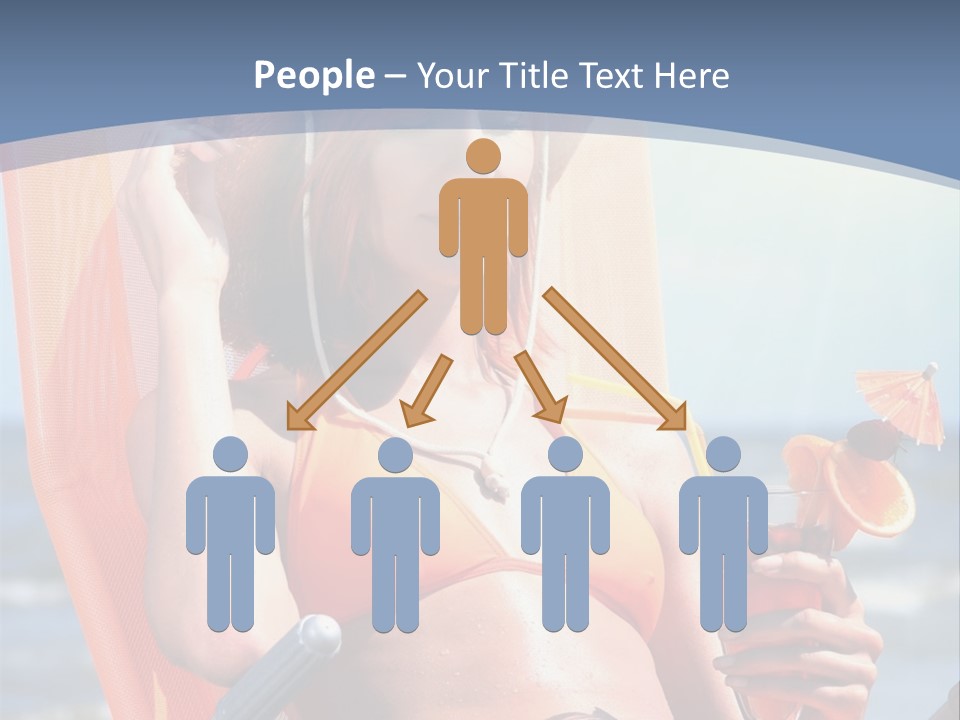 A Woman In An Orange Bikini Sitting On A Beach Chair PowerPoint Template