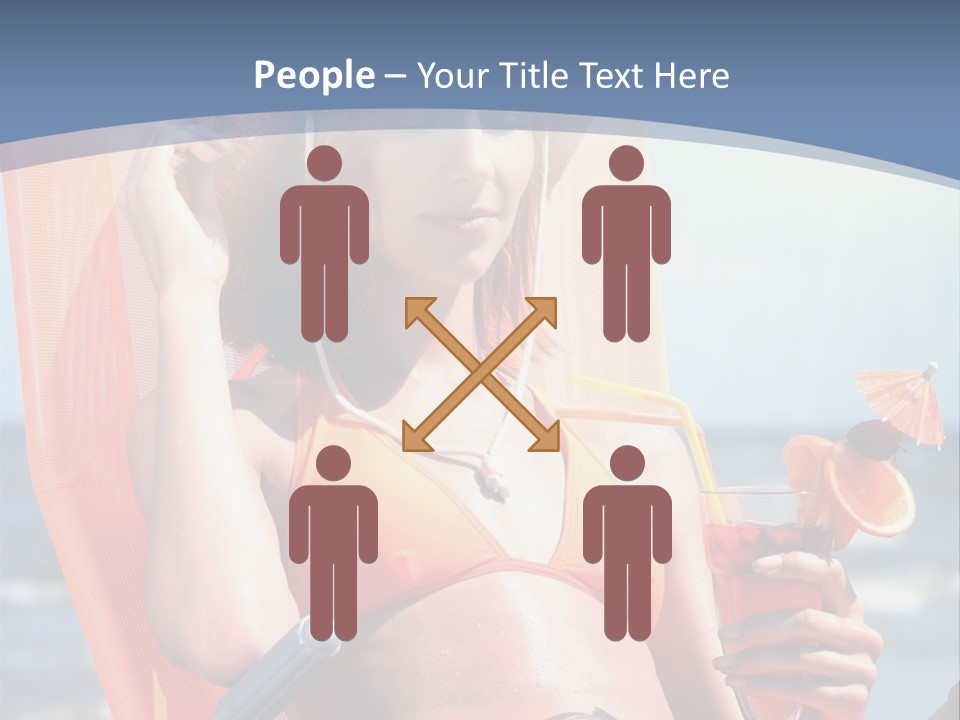 A Woman In An Orange Bikini Sitting On A Beach Chair PowerPoint Template