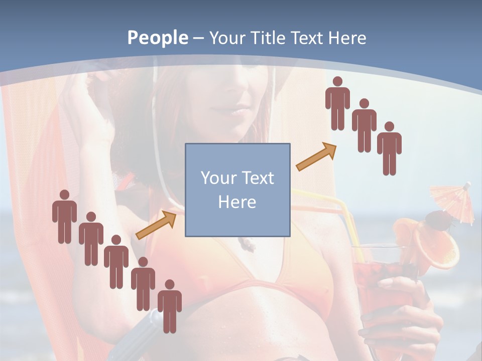A Woman In An Orange Bikini Sitting On A Beach Chair PowerPoint Template
