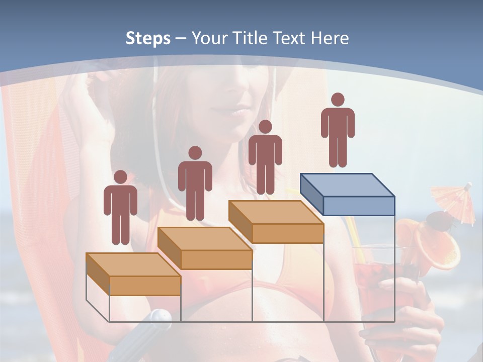 A Woman In An Orange Bikini Sitting On A Beach Chair PowerPoint Template