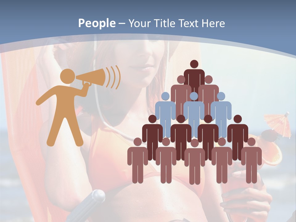 A Woman In An Orange Bikini Sitting On A Beach Chair PowerPoint Template