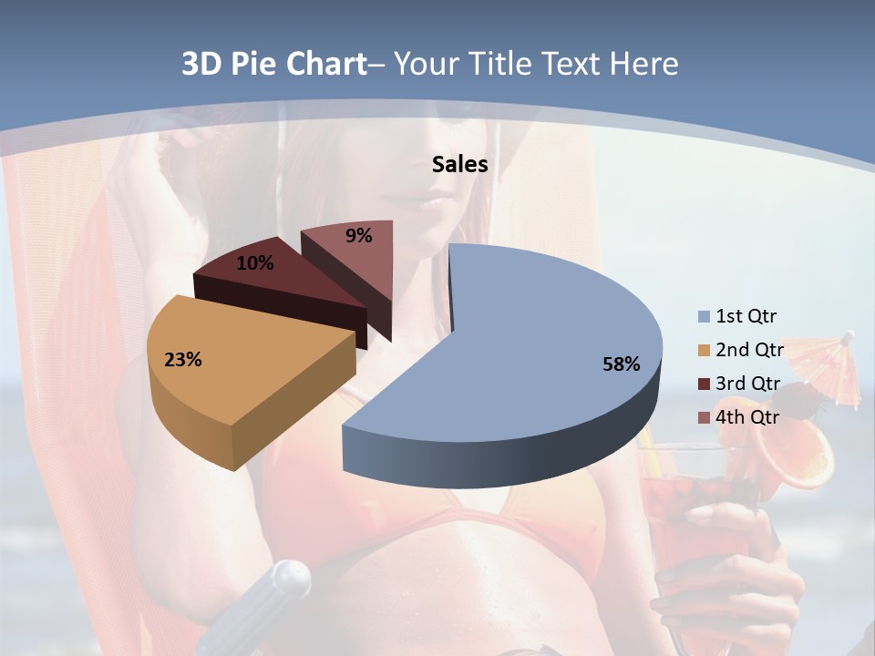 A Woman In An Orange Bikini Sitting On A Beach Chair PowerPoint Template