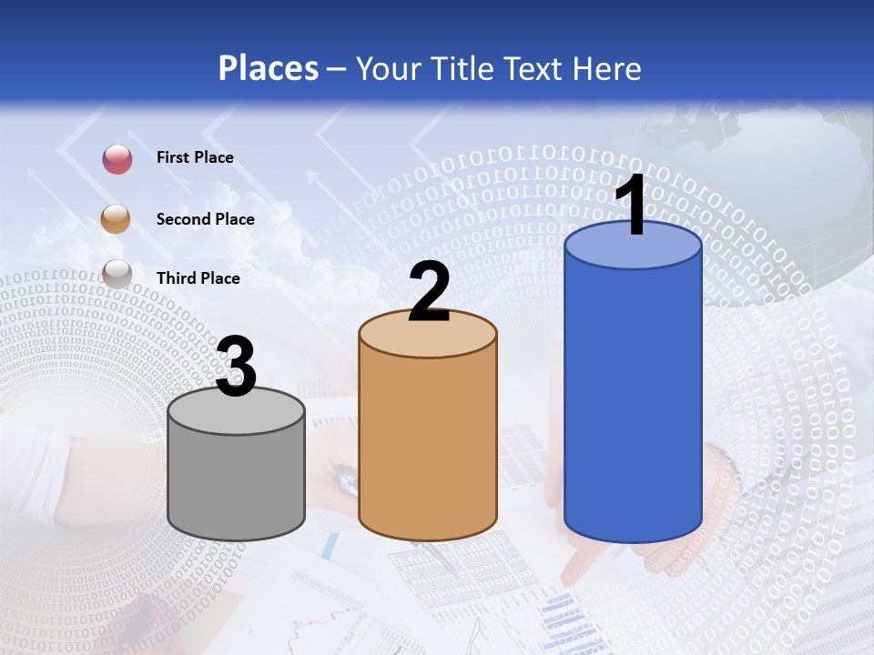 A Group Of People Working On Papers With A Globe In The Background PowerPoint Template