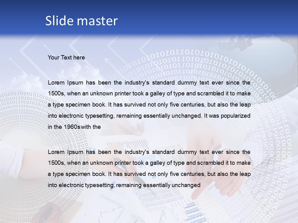 A Group Of People Working On Papers With A Globe In The Background PowerPoint Template