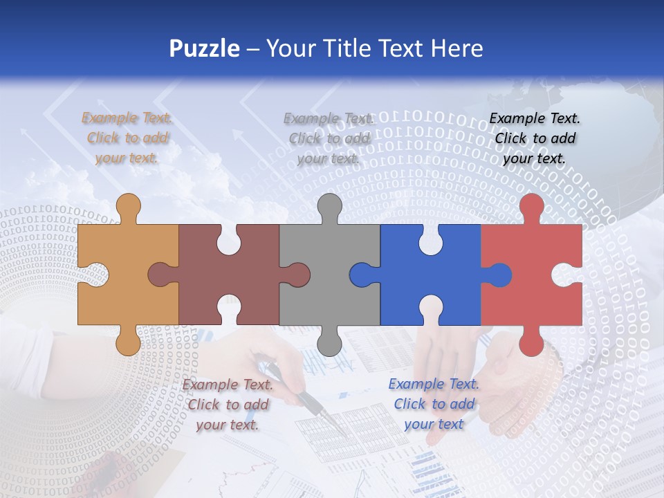 A Group Of People Working On Papers With A Globe In The Background PowerPoint Template