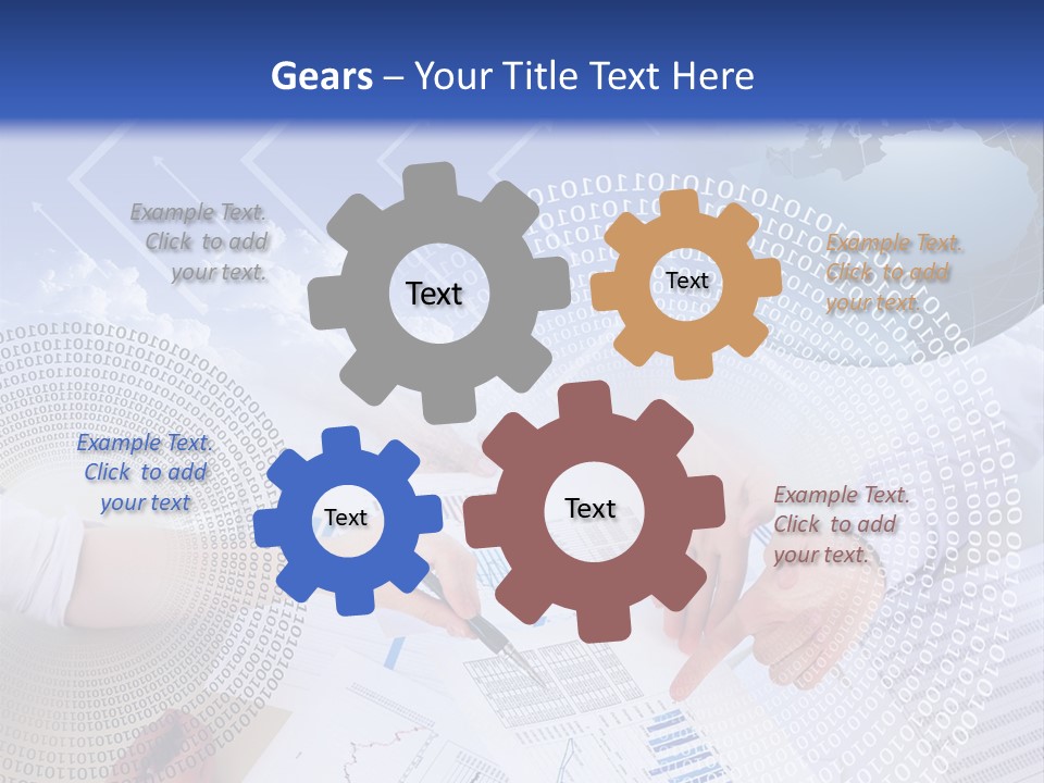 A Group Of People Working On Papers With A Globe In The Background PowerPoint Template