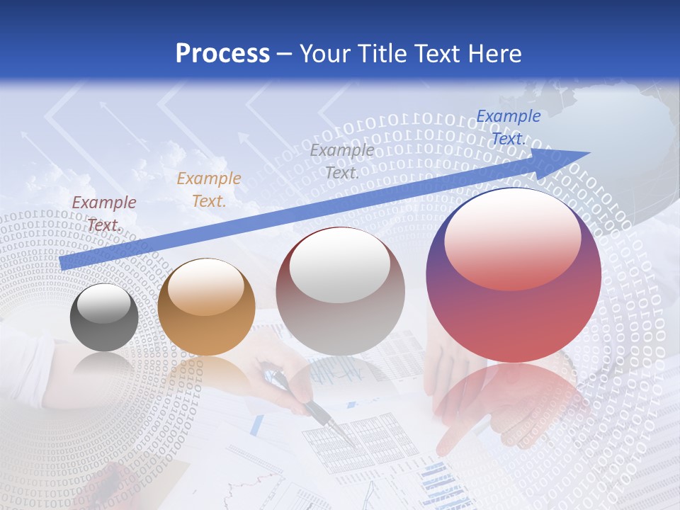 A Group Of People Working On Papers With A Globe In The Background PowerPoint Template