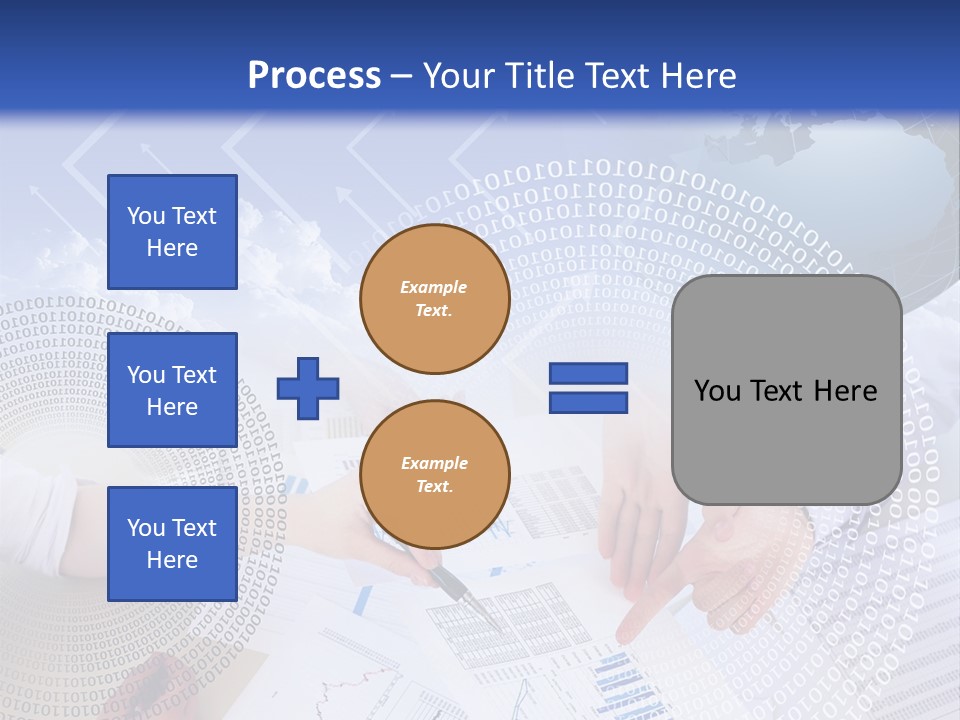A Group Of People Working On Papers With A Globe In The Background PowerPoint Template