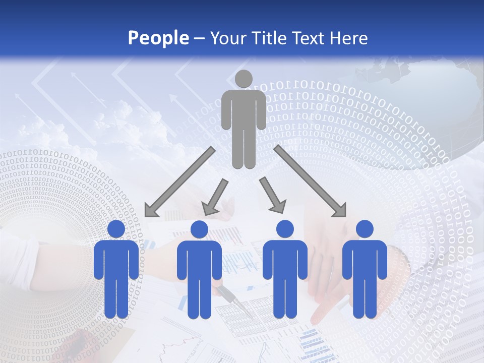 A Group Of People Working On Papers With A Globe In The Background PowerPoint Template