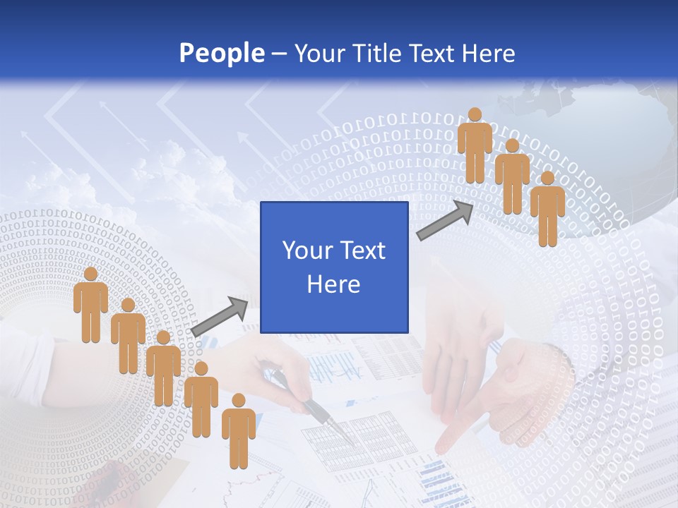 A Group Of People Working On Papers With A Globe In The Background PowerPoint Template