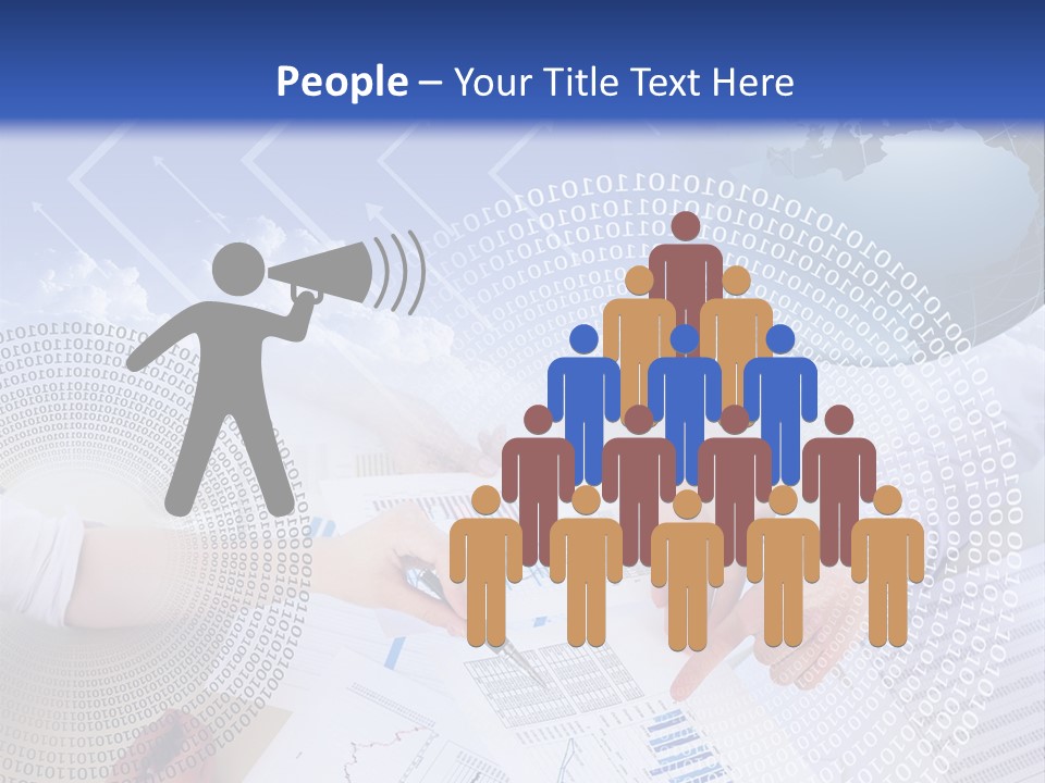 A Group Of People Working On Papers With A Globe In The Background PowerPoint Template